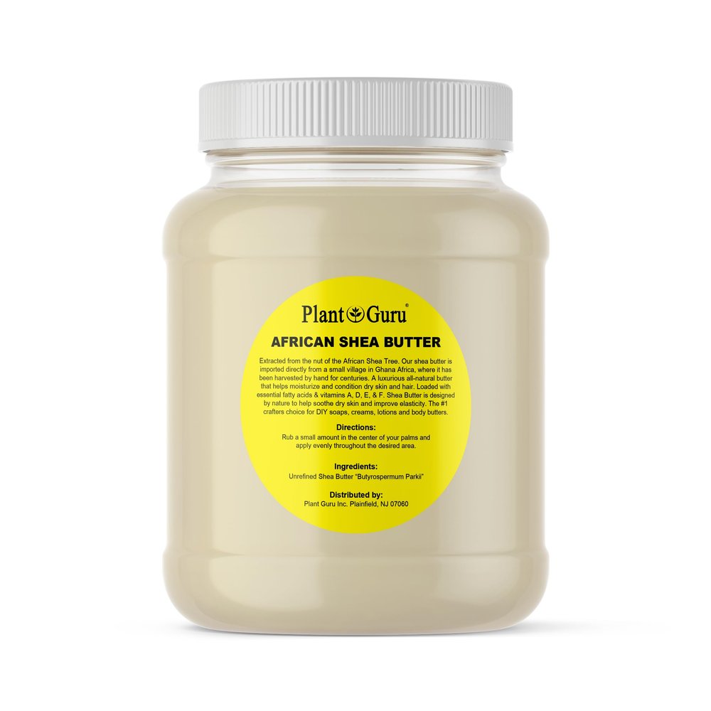 Plant Guru Raw African Shea Butter 3 lbs. Bulk 100% Pure Natural Unrefined IVORY Grade A - Ideal Moisturizer For Dry Skin, Body, Face And Hair Growth. Great For DIY Soap and Lip balm Making.