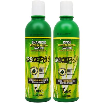 Crece Pelo Natural Hair Growth Duo Phytotherapeutic Shampoo & Rinse Combo Set Boosts Growth, Strength & Shine Plant-Based Formula Sulfate-Free, No Colorants 12.5 oz Each