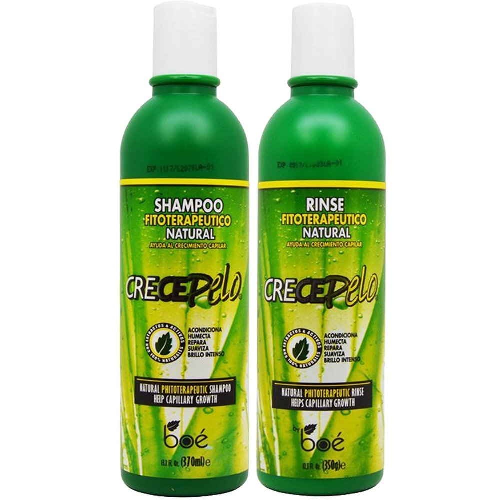Crece Pelo Natural Hair Growth Duo Phytotherapeutic Shampoo & Rinse Combo Set Boosts Growth, Strength & Shine Plant-Based Formula Sulfate-Free, No Colorants 12.5 oz Each