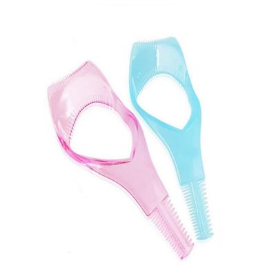 2PCS Women Lady Upper Lower Eyelash Mascara Guard Applicator Guide Template with Eyelash Comb Girls Plastic Eye Lash Assistant Helper Stencil Shaper for Beginners Cosmetic Makeup Tools