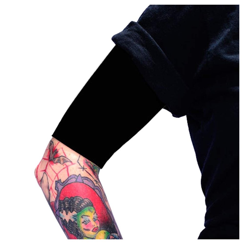 Tat2X Ink Armor Premium Half Arm Tattoo Cover Up Sleeve - No Slip Gripper - U.S. Made - Black - XL2X (single half arm sleeve)