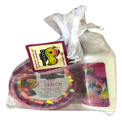 Bubble Shack Hawaii Lilikoi Shave Ice Mini Lotion and Loofah Soap Gift Set