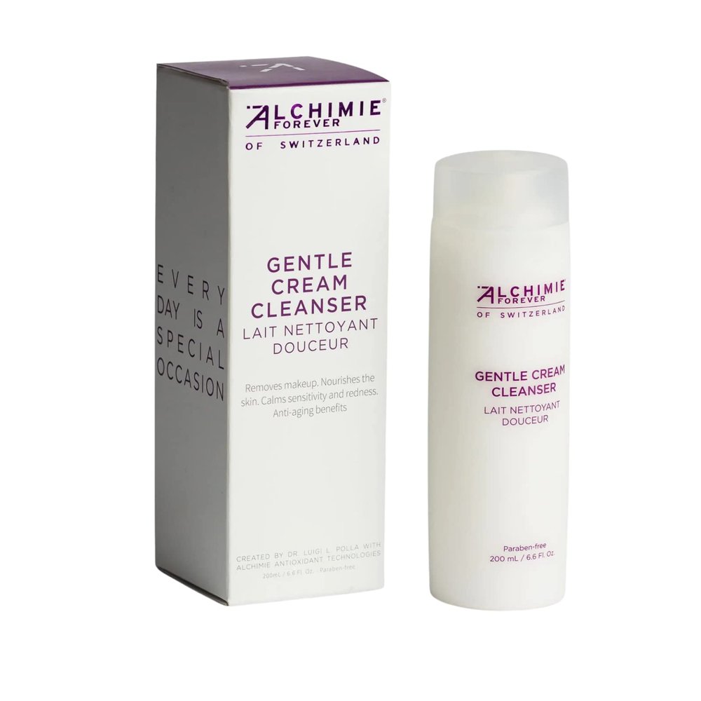 Alchimie Forever Gentle Face Cream Cleanser, Hydrates, Brightens & Reduces the Appearance of Redness - Softly Removes Dirt, Oil, Makeup & impurities PH Balancing, Antioxidant & Anti-Aging Wash 6.6 Oz