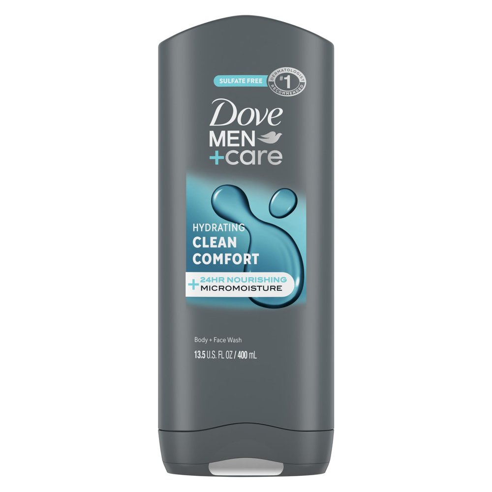 Dove Men+Care Body and Face Wash Hydrating Clean Comfort Body Wash for Men with 24-Hour Nourishing Micromoisture Technology 13.5 oz