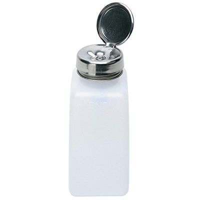 MENDA 35312 High-Density Polyethylene/Hdpe/Steel/Low-Density Polyethylene/Ldpe Dispensing Bottle, One-Touch Liquid Dispenser Pump, Natural Square HDPE, 8 oz, 2 fl. oz. Capacity