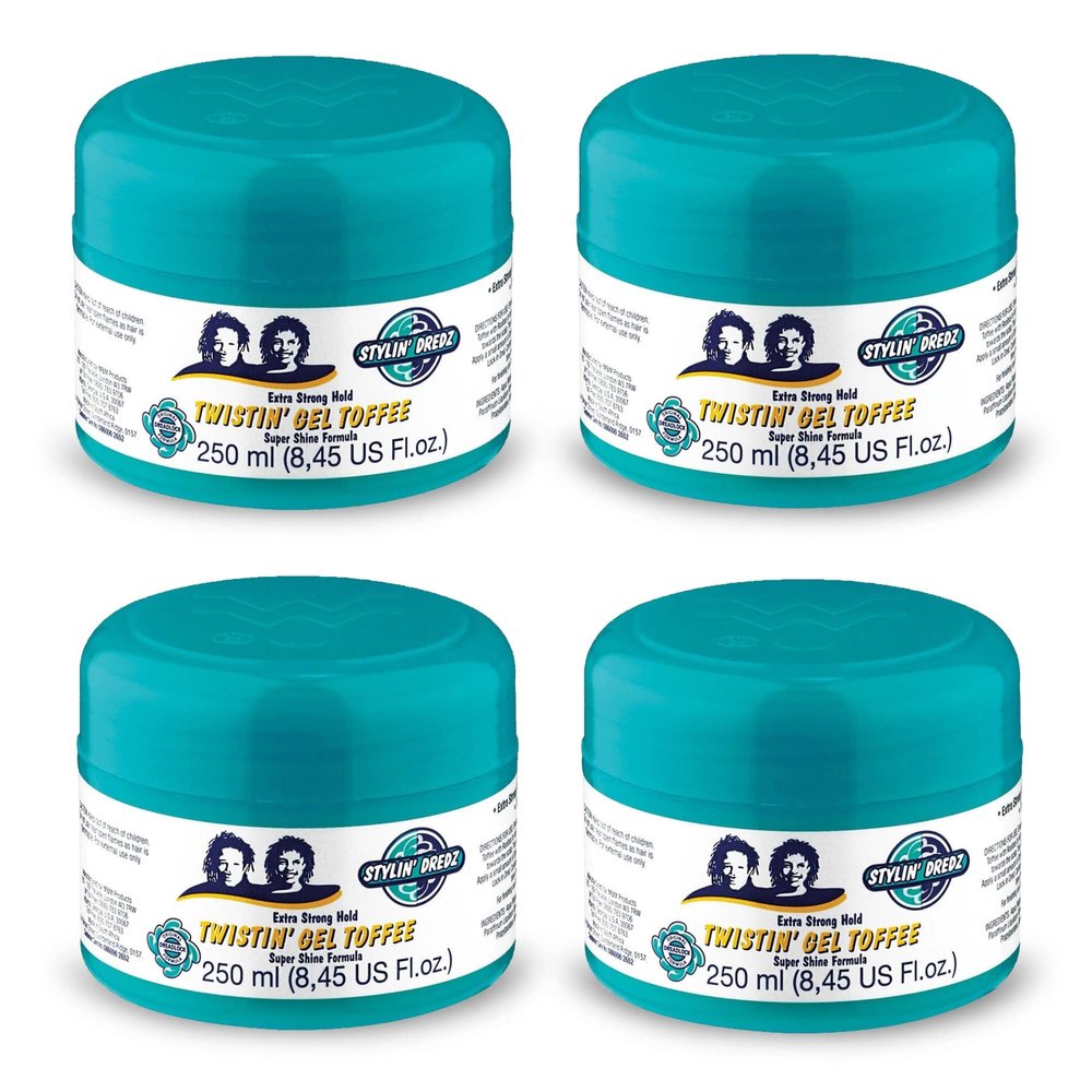 Stylin Dredz Extra Strong Hold Twisiting Gel Toffee Super Shine Formula Pk Of 4