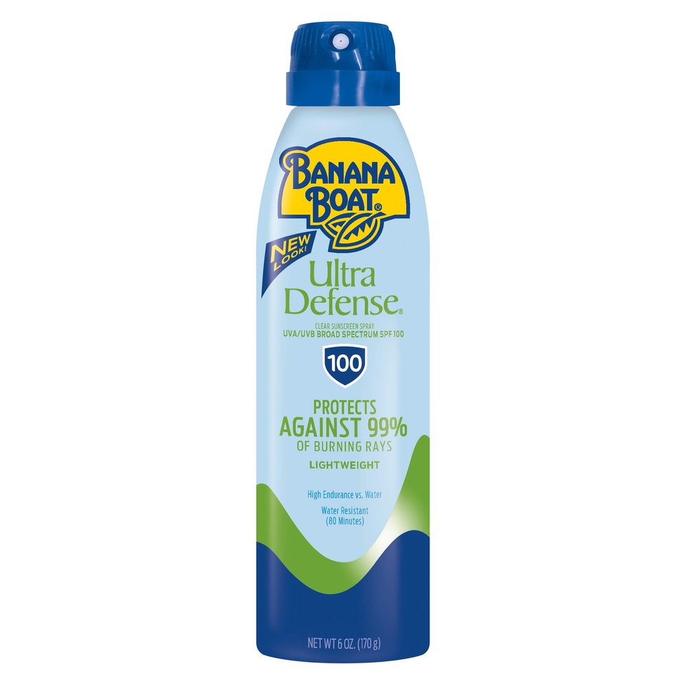 Banana Boat Ultra Defense Clear Sunscreen Spray SPF 100, 6oz | Lightweight Sunscreen, Banana Boat SPF 100, Water Resistant, 6oz