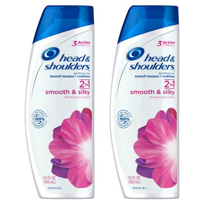 Head and Shoulders Smooth & Silky 2-in-1 Dandruff Shampoo and Conditioner 13.5 Fl Oz (Pack of 2)