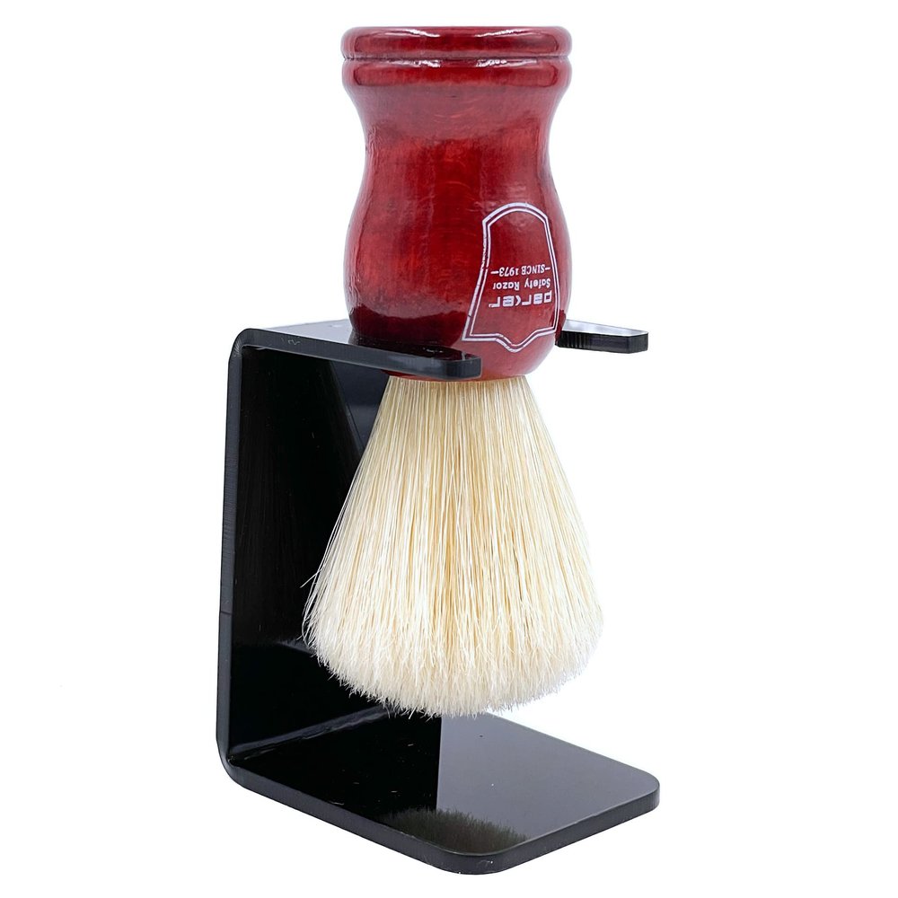 Parker Safety Razor Deluxe 100% Boar Bristle Shaving Brush with Rosewood Handle & Brush Stand Handmade Exfoliating Brush for Traditional Wet Shaving
