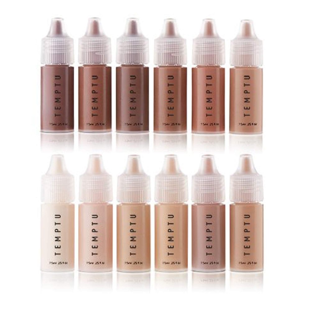 TEMPTU S/B Silicone-Based Airbrush Foundation: Professional Long-Wear Liquid Makeup, Sheer To Full Coverage For A Hydrated, Healthy-Looking Glow & Luminous, Dewy Finish On All Skin Types, 12 Bottles: Starter Set, 0.25 Fl Oz