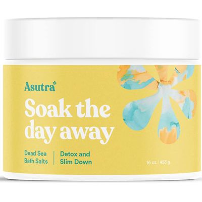 ASUTRA Dead Sea Bath Salts (Detox & Slim Down), 16 oz - Soak in Rich & Vital Healing Minerals - Purify & Energize with Eucalyptus, Sweet Orange, & Lemon Essential Oils
