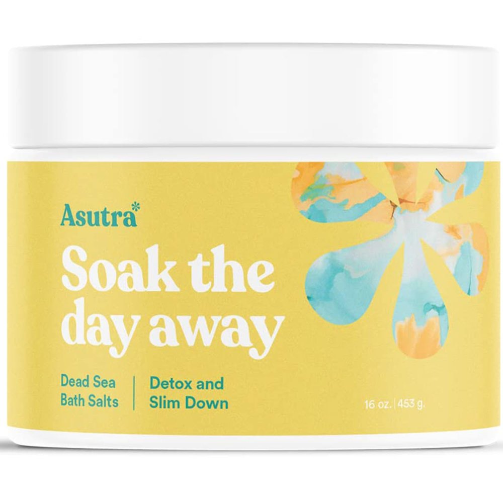 ASUTRA Dead Sea Bath Salts (Detox & Slim Down), 16 oz - Soak in Rich & Vital Healing Minerals - Purify & Energize with Eucalyptus, Sweet Orange, & Lemon Essential Oils