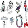 Deluxe Amy Wine Fancy Dress Tattoos Set of 9 Temporary Goth House view 1