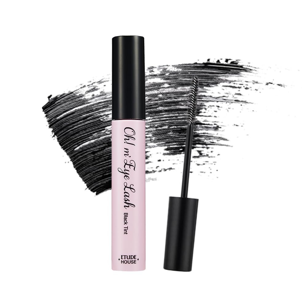 ETUDE Oh M'Eye Lash Black Tint Mascara Natural Glossy Effect with Long Lasting Strong Curl System, Volume Enhancing, Smudge-Free, Improved fixation and water resistance, Korean Makeup, Kbeauty