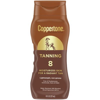 Coppertone Tanning Sunscreen Lotion Broad Spectrum SPF 8 (8 Fluid Ounce) (Packaging may vary)