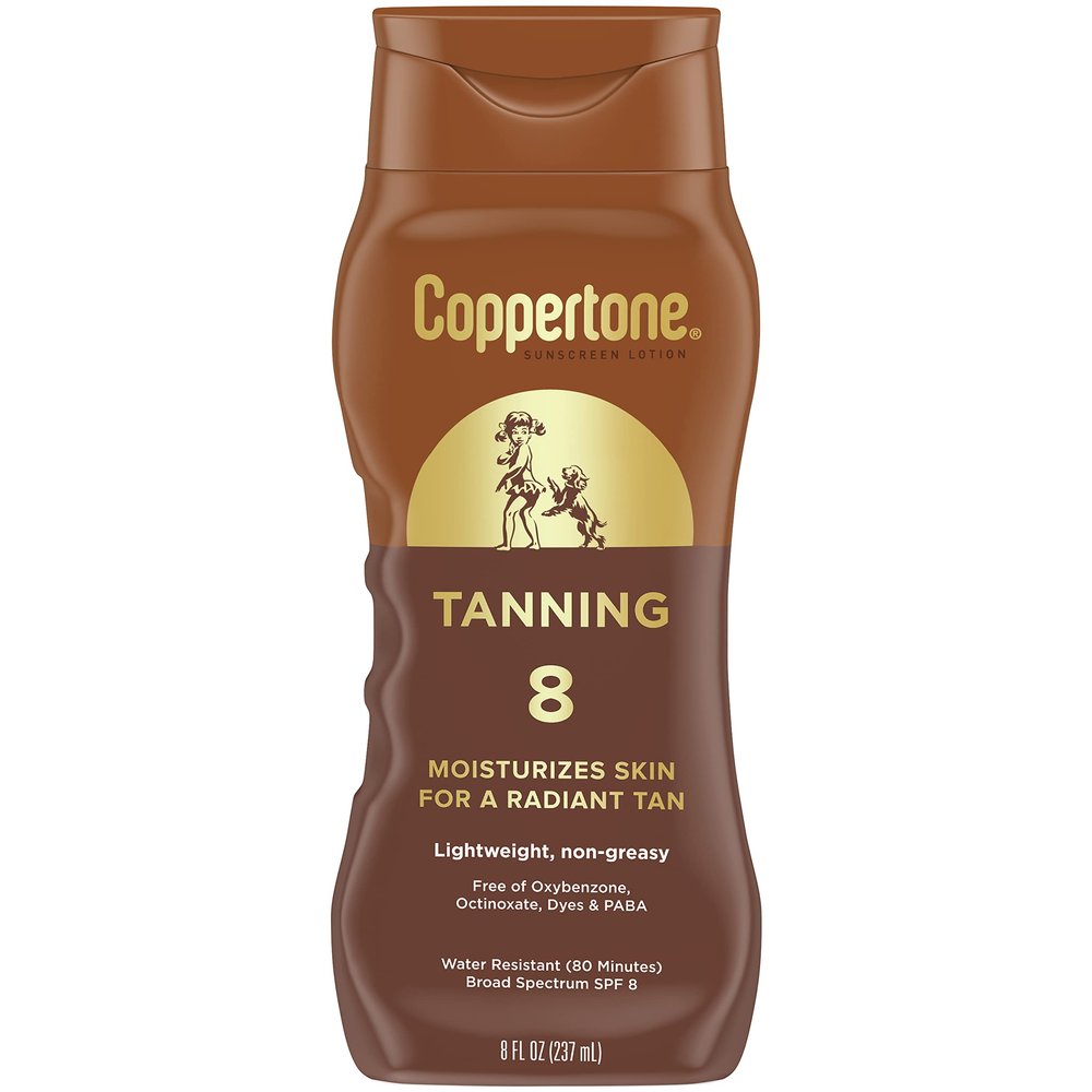 Coppertone Tanning Sunscreen Lotion Broad Spectrum SPF 8 (8 Fluid Ounce) (Packaging may vary)