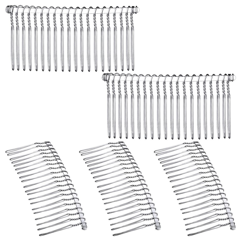 5 Pieces Hair Combs for Women Accessories Metal Bridal Hair Comb 20 Teeth Wedding Veil Comb Decorative for Women Fine Hair(White K)