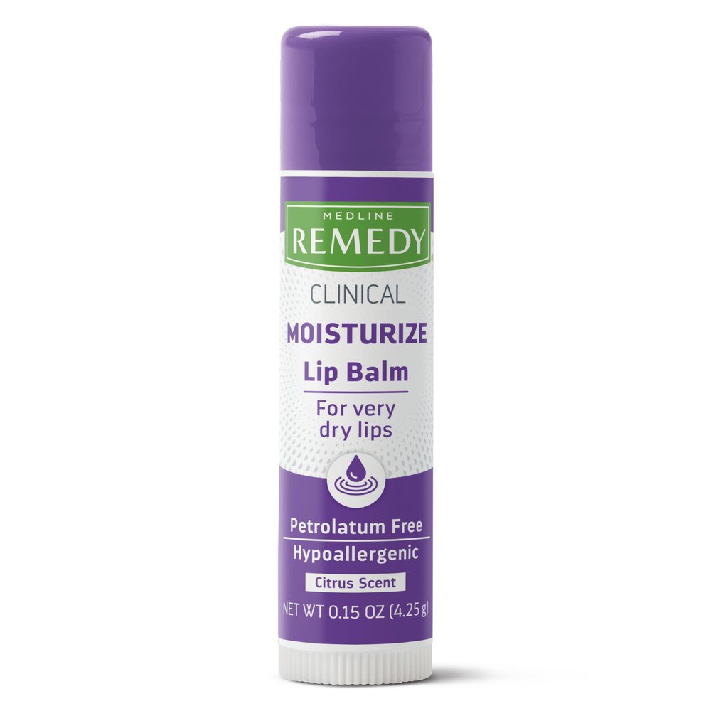 Medline Remedy Clinical Lip Balm, Moisturizing Soothing Formula for Dry Chapped Lips, 0.15 oz., Pack of 36