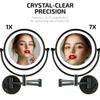 OVENTE Wall Mounted Lighted Makeup Vanity Mirror, 9" Hard Wired Double Sided 1X/7X Magnifying Bathroom Mirror, Dimmable LED Lights, 360 Rotation and 14" Extendable Arm, Rubbed Bronze MPWD3185BZ1X7X view 2