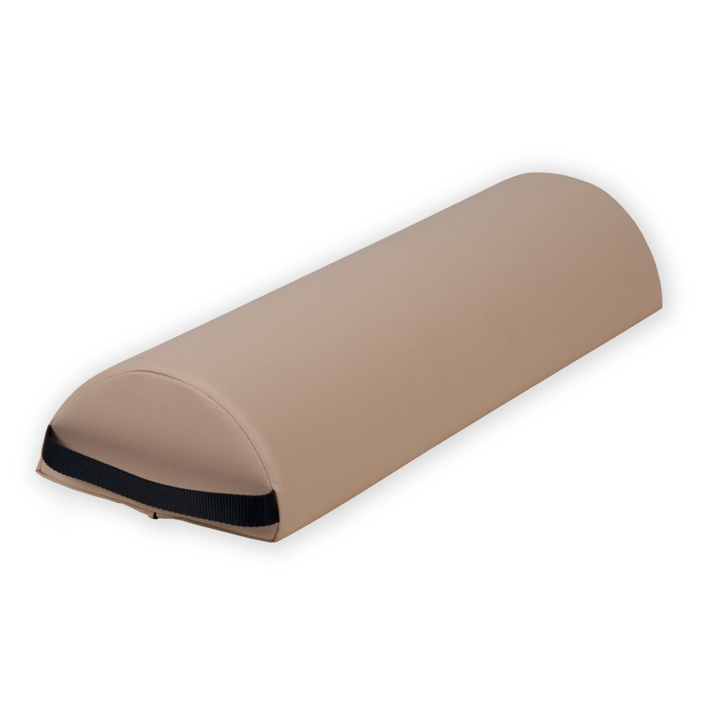 EARTHLITE Massage Bolster Pillow Half Jumbo  Durable, Easy to clean 100% PU Upholstery incl. Strap Handle/Professional Quality CFC-FREE/Back Pain Relief, Marie's Beige