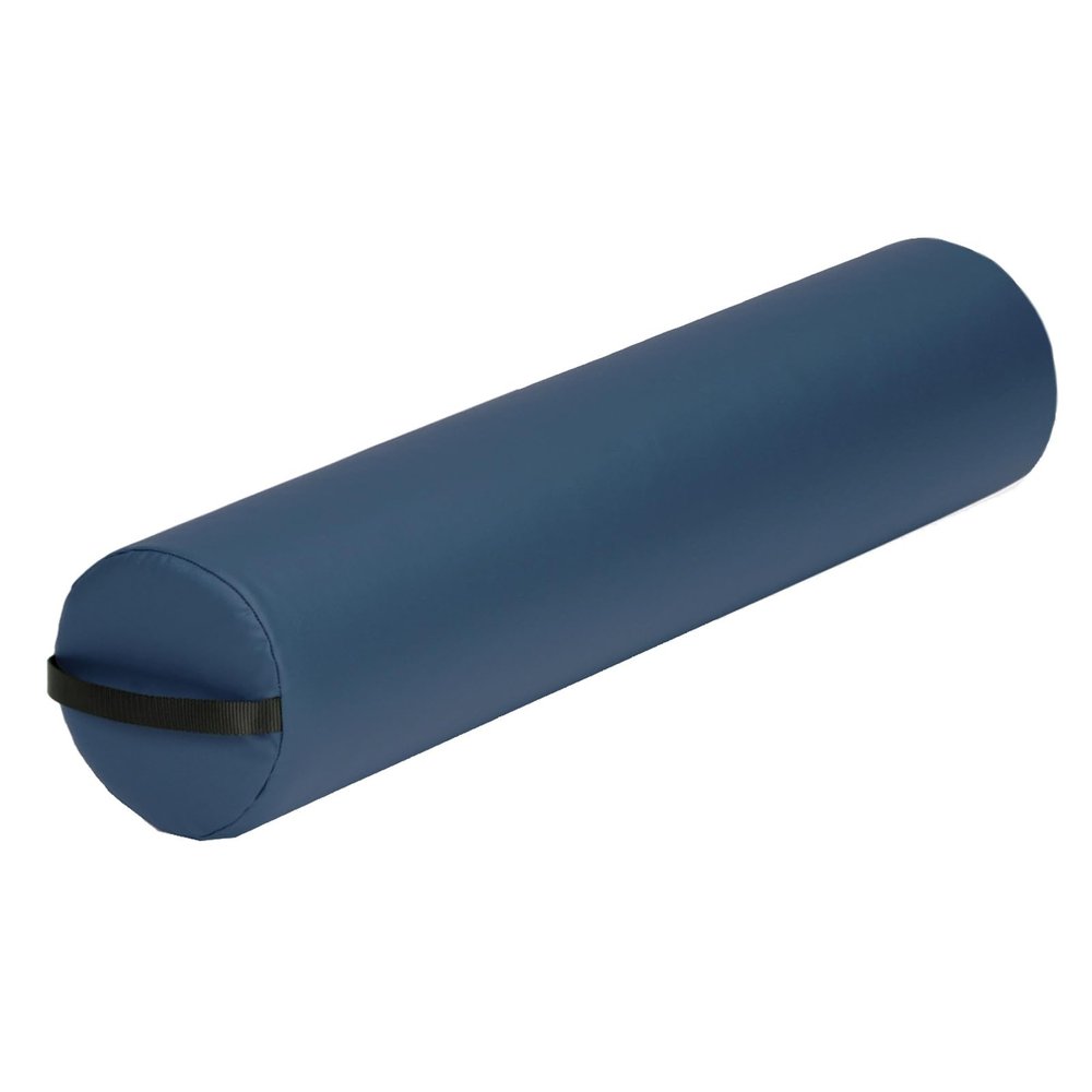 EarthLite Massage Bolster Pillow Full Round Durable, Easy to Clean 100% PU Upholstery incl. Strap Handle/Professional Quality CFC-Free/Back Pain Relief, Mystic Blue