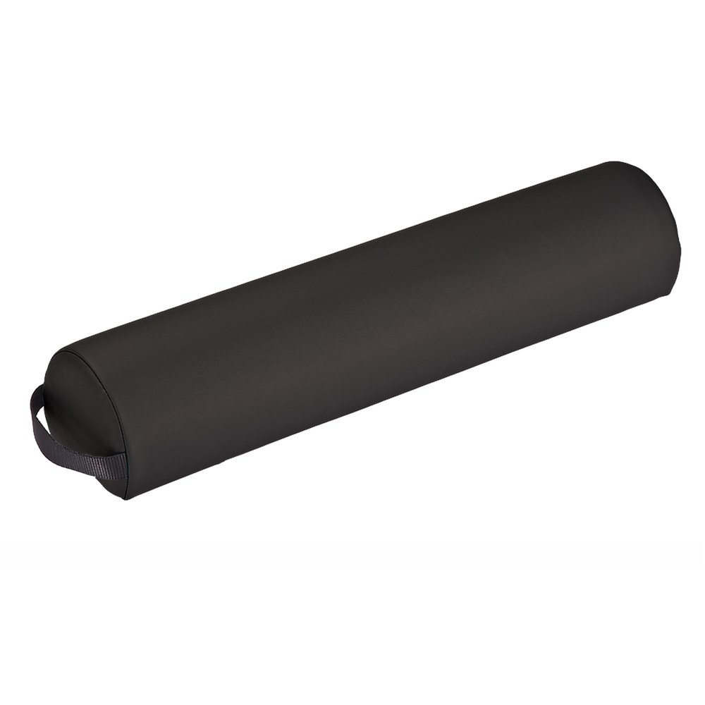 EarthLite Massage Bolster Pillow 3/4 Round  Durable, Easy to Clean 100% PU Upholstery incl. Strap Handle/Professional Quality CFC-Free/Back Pain Relief, Black