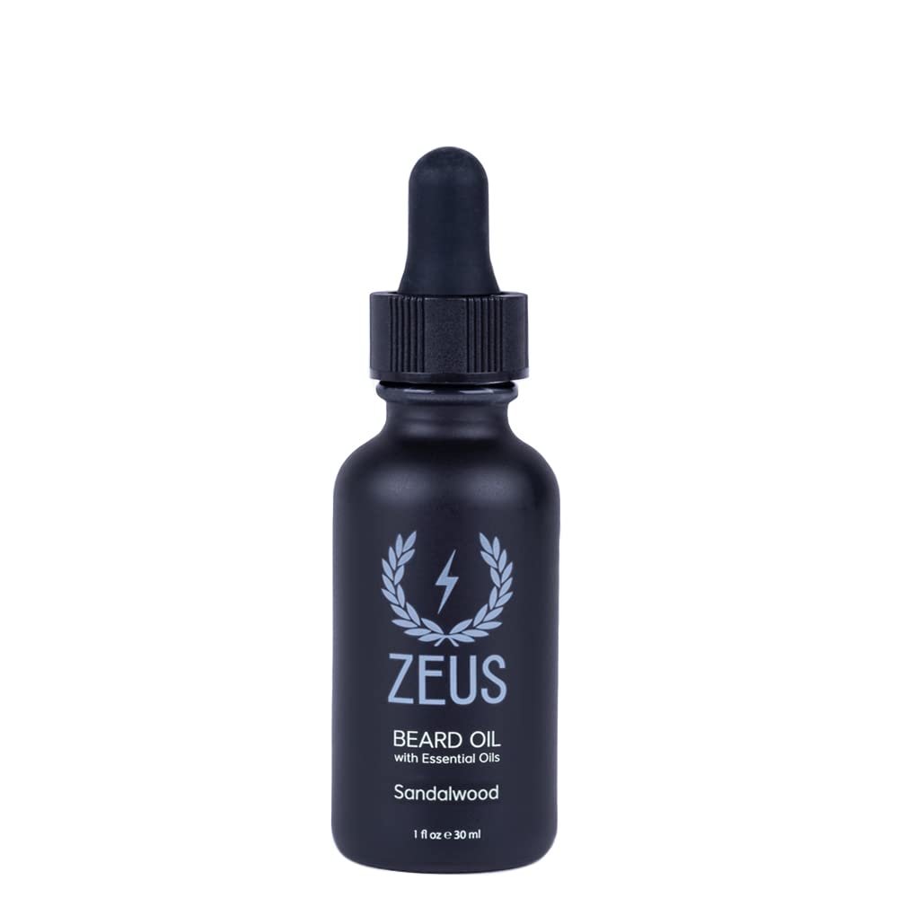 ZEUS Natural Beard Oil for Men, Premium Grooming Oil to Soften, Hydrate, Condition & Control Frizz in Beard and Mustache (Made in USA) Sandalwood
