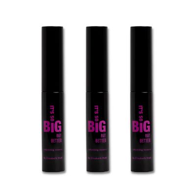 Elizabeth Mott Black Volumizing Mascara Set Smudge-Proof, Water-Resistant, Lengthening Fiber Formula with Hourglass Wand Cruelty-Free, Safe for Lash Extensions Travel-Size Mini Trio, 4ml Each