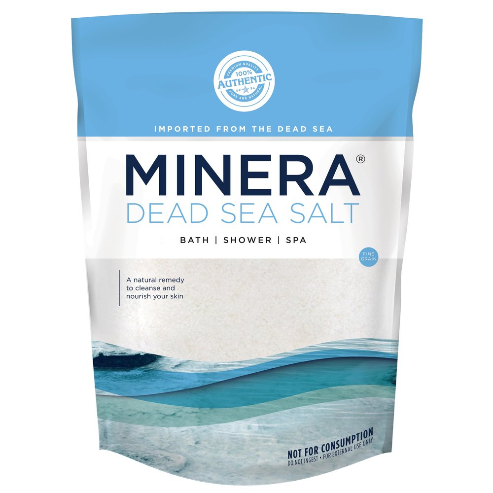 Minera Fine Grain Dead Sea Salt for Bath & Foot Soaks  5 lbs, Fast-Dissolving, 100% Pure and Natural, Unscented, Skin-Softening Sea Salt