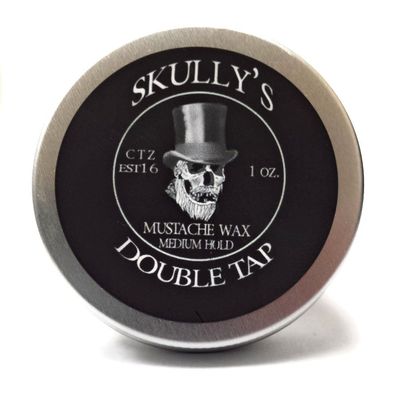 Skully's "Double Tap" Mustache Wax 1 oz - Barber Shop Scent, Mustache Wax Medium hold, Moustache Wax