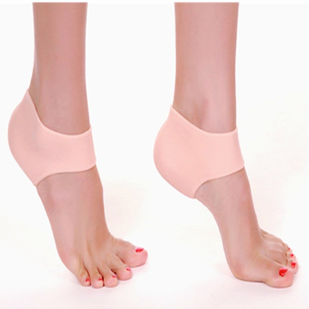 AnHua1 Pair Silicone Moisturizing Gel Heel Protector Sock Cracked Foot Care Pain Relief Anti-cracking Cushion Pad (Skin)