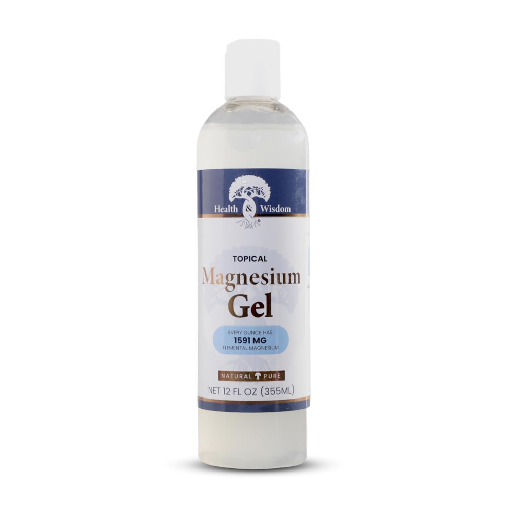 Health and Wisdom Pure Magnesium Gel with Seaweed Extract - Topical Muscle & Joint Relief- Natural and Pure Skin & Scalp Moisturizing - Enhanced Absorption - 12 Fl oz