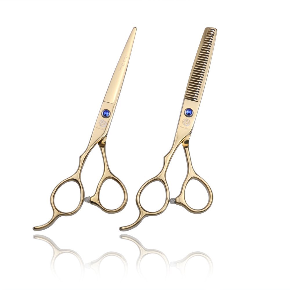 Purple Dragon 6.0 inch Left Hand Barber Hair Cutting Scissor and Thinning Shears - for Professional Left-handed Hairstlist