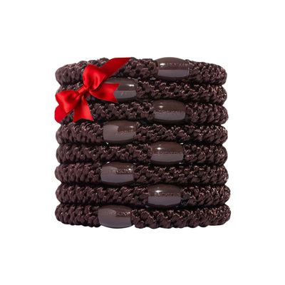 Brown Hair Ties for Thick Hair, Grab & Go Ponytail Holders, 8 Pack, Mocha, Thick No-Crease Bands with Strong Hold, Damage-Free Design, Soft Golden Neutrals | L. Erickson