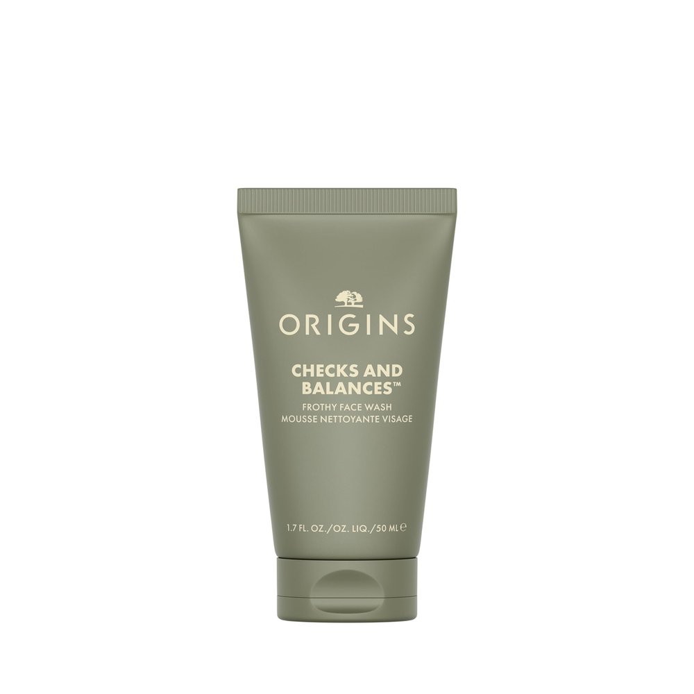 Origins Checks and Balances Frothy Face Wash | Gentle Face Cleanser for All Skin Types | With Mint | Travel Size, 1.7 Fl Oz