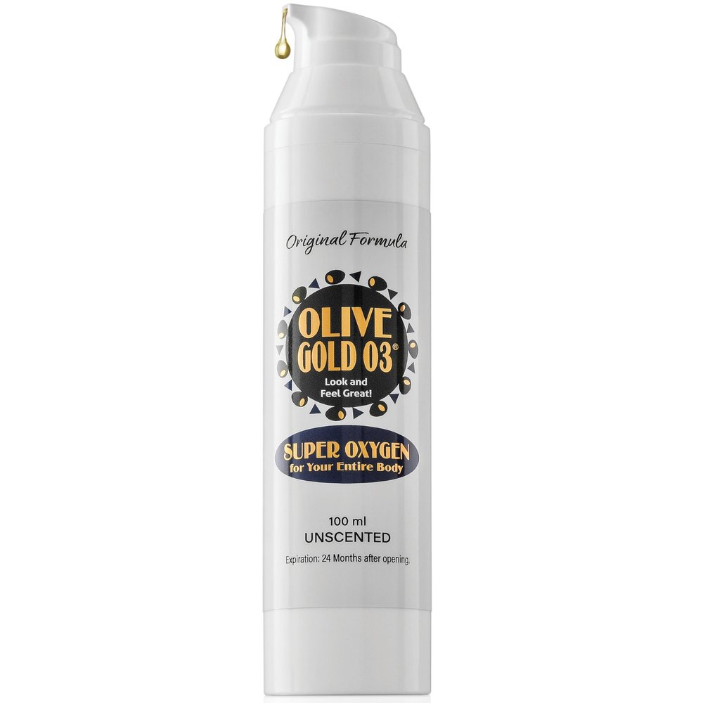 Olive Gold O3 Skin Care Lotion Ozonated Olive Oil Moisturizer for Face & Body, Natural Hydration & Anti-Aging Support (4oz)