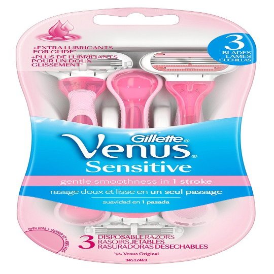 Gillette Womens Venus Sensitive 3-Disposable Razors ,3 Count(Pack of 1)