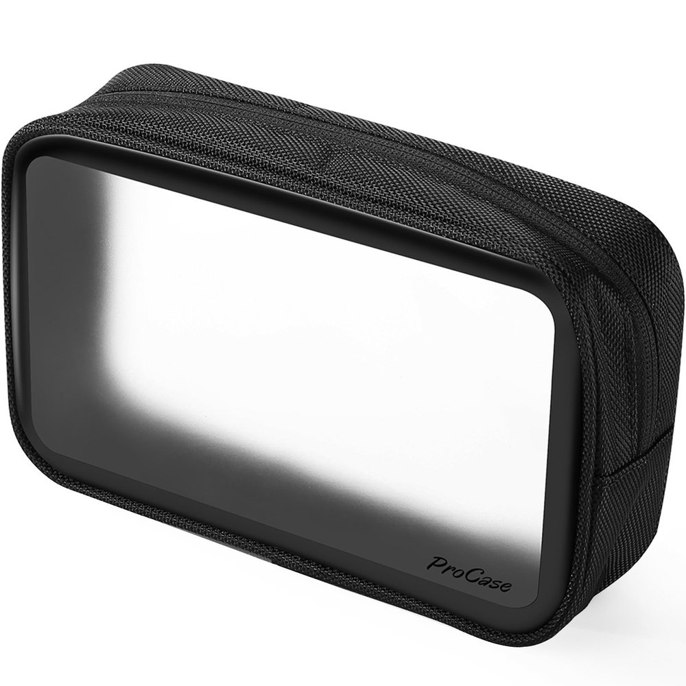 ProCase TSA Approved Travel Toiletry Bag Pouch, Matte Clear Travel Organizer Airport Carry-On Checkpoint Airline Compliant Storage Bag -1 Pack, Black