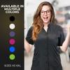 Anna Jacket Short-Sleeve Uniform for Stylist Barber Groomer Nail Tech Skin Care Makeup Artist Smocks (S, BLACK) view 3