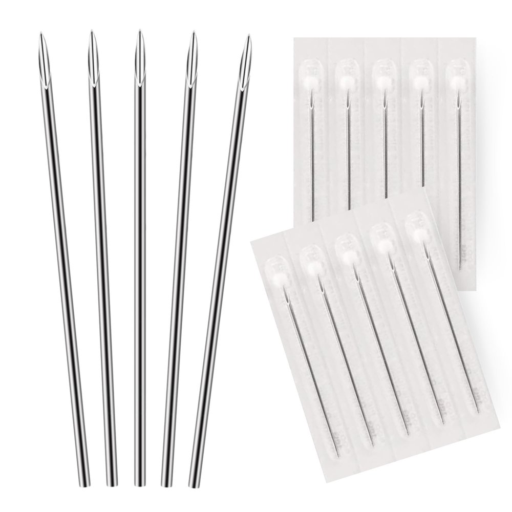 BodyJ4You 10PC Piercing Needles 16G - Sterile Disposable Sharp Surgical Stainless Steel - Nose Septum Ear Tragus Helix Labret Nipple Lip Navel
