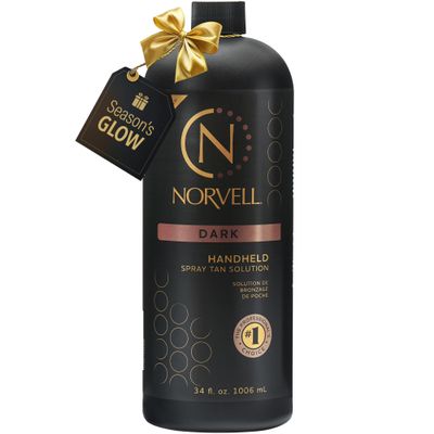 Norvell Premium Spray Tan Solution Dark 34 fl oz Professional Sunless Tanning Formula for Deep Natural Bronze, Streak-Free, Fast-Drying, Long-Lasting Sunless Color