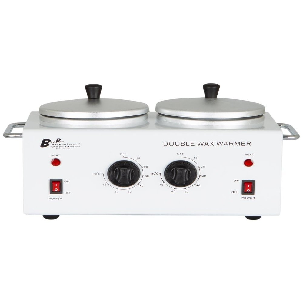 Buy-Rite Professional Double Wax Warmer for Salons & Spas  Dual 14oz Compartments, Independent Temperature Controls, Heating Indicators, 14" x 8.7" x 7.5", MEI-2042B
