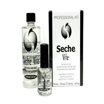Dry Fast Top Coat Professional Kit Full Size 0.5oz Bottle + 4 oz Refil Bottle with Spout Cap