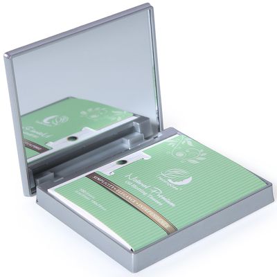 Makeup Mirror with Facial Oil Blotting Paper Sheets  Green Tea 100 Counts, Silver Compact Folding Cosmetic Travel Mirror