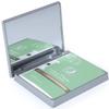 Makeup Mirror with Facial Oil Blotting Paper Sheets  Green Tea 100 Counts, Silver Compact Folding Cosmetic Travel Mirror view 1
