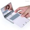 Makeup Mirror with Facial Oil Blotting Paper Sheets - Bamboo Charcoal 100 Counts, Silver Compact Folding Cosmetic Travel Mirror view 2