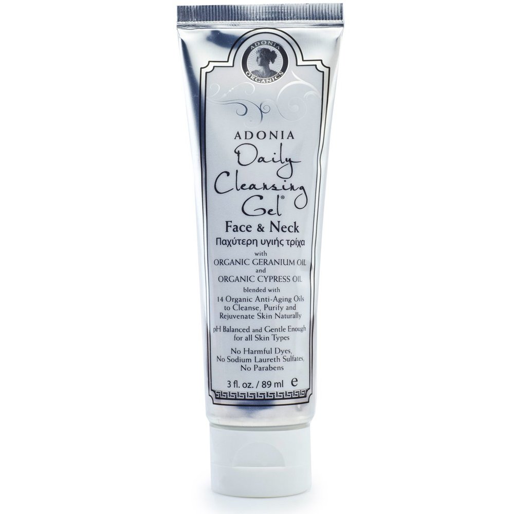 Adonia Organics Daily Cleansing Face Gel  Organic Vegan Facial Cleanser  Gently Removes Makeup, Exfoliates, Tightens & Hydrates  Anti-Aging Formula