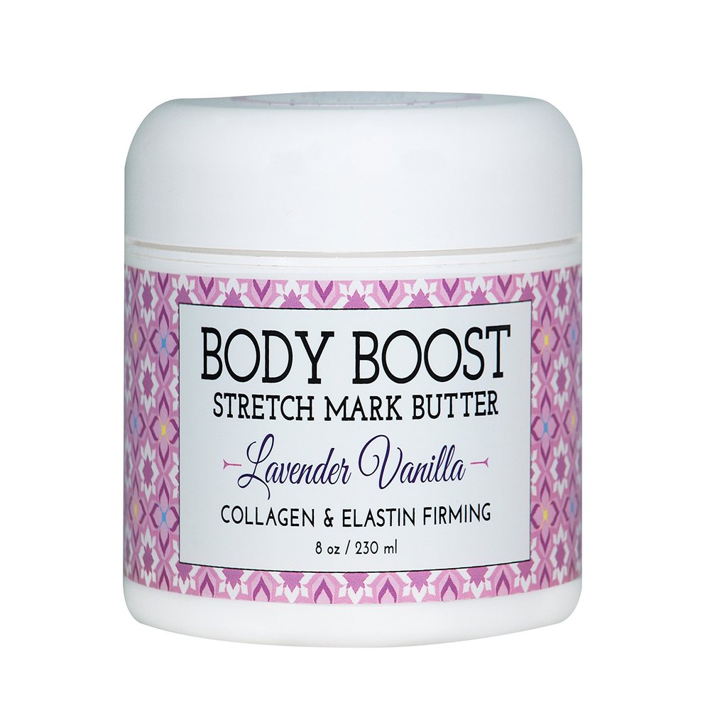Body Boost Lavender Vanilla Stretch Mark Butter 8 oz.- Helps Treat Stretch Marks and Scars- Pregnancy and Nursing Safe- with Shea Butter