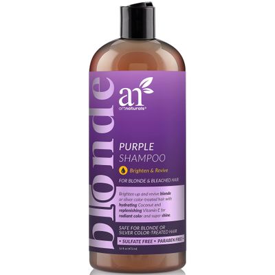 Artnaturals Purple Shampoo  (16 Fl Oz / 473ml)  Protects, Balances and Tones  Bleached, Color Treated, Silver, Brassy and Blonde Hair - Sulfate Free