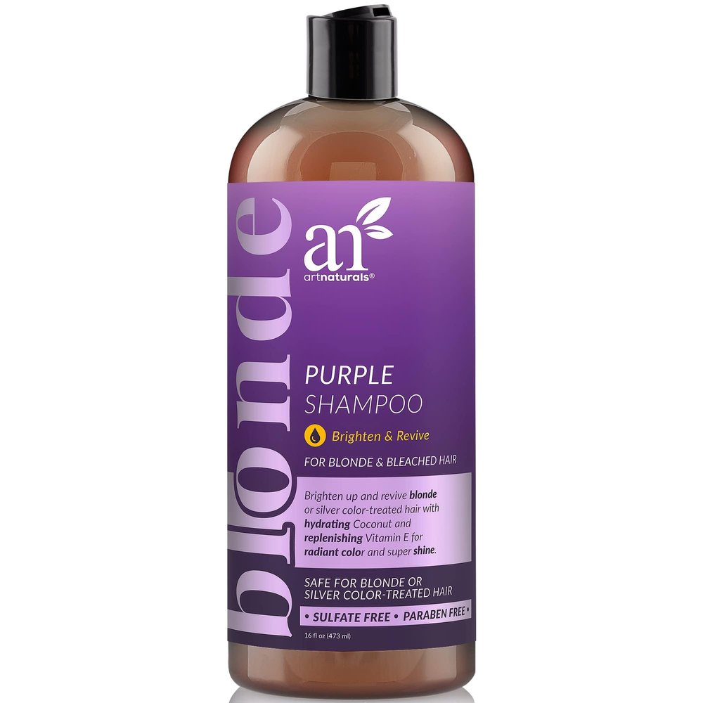 Artnaturals Purple Shampoo (16 Fl Oz / 473ml) Protects, Balances and Tones Bleached, Color Treated, Silver, Brassy and Blonde Hair - Sulfate Free